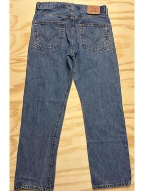 Levi 501 1980s Mens 34x30 Button Fly Straight Leg Vintage Red Tab Blue Jeans